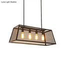 GobekUsa Industrial Black Metal Pendant Light Fixture - 4 Light Rectangular Frame - Chain/Downrods Included