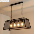 GobekUsa Industrial Black Metal Pendant Light Fixture - 4 Light Rectangular Frame - Chain/Downrods Included