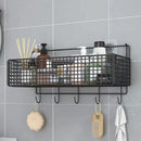 Industrial black metal mesh two tier wall shelf organizer kitchen rack by Decorbites