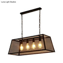 GobekUsa Industrial Black Metal Pendant Light Fixture - 4 Light Rectangular Frame - Chain/Downrods Included