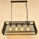 GobekUsa Industrial Black Metal Pendant Light Fixture - 4 Light Rectangular Frame - Chain/Downrods Included