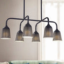 GobekUsa Industrial Black Metal Pendant Light with 6 Mesh Bell Shades and Island Style