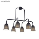 GobekUsa Industrial Black Metal Pendant Light with 6 Mesh Bell Shades and Island Style
