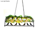 GobekUsa Industrial Black Metal Pendant Lighting: 4-Light Caged Island Design for Dining Room with Bird Accent