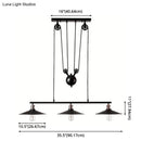 GobekUsa Industrial Metal Pulley Pendant Lighting with Black Cone Shades - Set of 3 Island Lamps