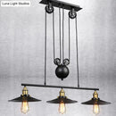 GobekUsa Industrial Metal Pulley Pendant Lighting with Black Cone Shades - Set of 3 Island Lamps