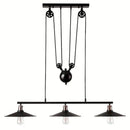 GobekUsa Industrial Metal Pulley Pendant Lighting with Black Cone Shades - Set of 3 Island Lamps