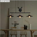 GobekUsa Industrial Metal Pulley Pendant Lighting with Black Cone Shades - Set of 3 Island Lamps