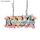 GobekUsa Black Metal Island Light with Flower Decor: 5 Bulb LED Fixture