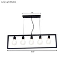 GobekUsa Industrial Style Rectangular Pendant Light with Black Metal Frame - 3/5 Lights - Ceiling Hanging Fixture