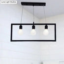 GobekUsa Industrial Style Rectangular Pendant Light with Black Metal Frame - 3/5 Lights - Ceiling Hanging Fixture