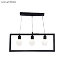 GobekUsa Industrial Style Rectangular Pendant Light with Black Metal Frame - 3/5 Lights - Ceiling Hanging Fixture
