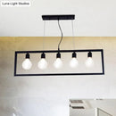 GobekUsa Industrial Style Rectangular Pendant Light with Black Metal Frame - 3/5 Lights - Ceiling Hanging Fixture