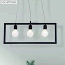GobekUsa Industrial Style Rectangular Pendant Light with Black Metal Frame - 3/5 Lights - Ceiling Hanging Fixture