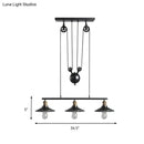 GobekUsa Industrial Metal Saucer Foyer Island Light with Pulley - 3 Black Hanging Lights