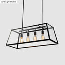 GobekUsa Black Metal Trapezoid Island Pendant Light with 4 Industrial Heads for Dining Room