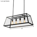 GobekUsa Black Metal Trapezoid Island Pendant Light with 4 Industrial Heads for Dining Room