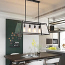GobekUsa Black Metal Trapezoid Island Pendant Light with 4 Industrial Heads for Dining Room
