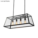 GobekUsa Black Metal Trapezoid Island Pendant Light with 4 Industrial Heads for Dining Room