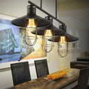 GobekUsa Nautical Saucer Island 2/3 Heads Pendant Lamp with Wire Cage Shade, Black
