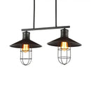 GobekUsa Nautical Saucer Island 2/3 Heads Pendant Lamp with Wire Cage Shade, Black