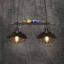 GobekUsa Industrial Metal Wire Frame Island Light with Barn Shade - Black Finish, 2/3 Heads, Ideal for Billiard Room