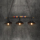 GobekUsa Industrial Metal Wire Frame Island Light with Barn Shade - Black Finish, 2/3 Heads, Ideal for Billiard Room