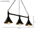 GobekUsa Antique Style 3-Head Metallic Island Pendant Lamp with Cone Shade - Kitchen Light Fixture