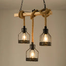 GobekUsa Modern Geometric Metallic Island Pendant Lamp with Jute Rope Cord for Dining Room