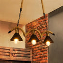 GobekUsa Modern Geometric Metallic Island Pendant Lamp with Jute Rope Cord for Dining Room