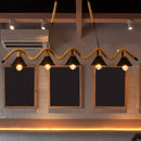 GobekUsa Modern Geometric Metallic Island Pendant Lamp with Jute Rope Cord for Dining Room