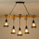 GobekUsa Modern Geometric Metallic Island Pendant Lamp with Jute Rope Cord for Dining Room