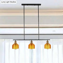 GobekUsa Industrial Black Pendant Lamp with Red/Yellow/Blue Glass Bowls, 3-Light for Island Lighting