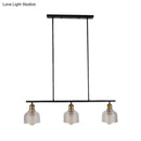 GobekUsa Industrial Black Pendant Lamp with Red/Yellow/Blue Glass Bowls, 3-Light for Island Lighting