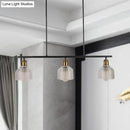 GobekUsa Industrial Black Pendant Lamp with Red/Yellow/Blue Glass Bowls, 3-Light for Island Lighting