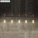 GobekUsa Industrial 5-Head Iron Bare Bulb Island Lighting: Adjustable Ceiling Light Fixture for Dining Room with Pipe and Valve