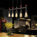 GobekUsa Industrial 5-Head Iron Bare Bulb Island Lighting: Adjustable Ceiling Light Fixture for Dining Room with Pipe and Valve