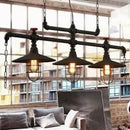GobekUsa Steampunk Black Iron Hanging Light Fixture with Cage and Chain Deco