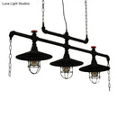 GobekUsa Steampunk Black Iron Hanging Light Fixture with Cage and Chain Deco
