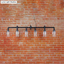 GobekUsa Industrial Restaurant Island Ceiling Light - 6 Bulbs Suspended with Pipe and Beer Mug Glass Shade (Black)
