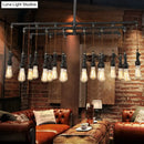 GobekUsa Rustic Black Iron Industrial Pipe LED Island Chandelier for Restaurants