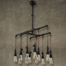 GobekUsa Rustic Black Iron Industrial Pipe LED Island Chandelier for Restaurants