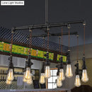 GobekUsa Rustic Black Iron Industrial Pipe LED Island Chandelier for Restaurants