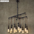 GobekUsa Rustic Black Iron Industrial Pipe LED Island Chandelier for Restaurants