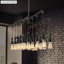 GobekUsa Rustic Black Iron Industrial Pipe LED Island Chandelier for Restaurants