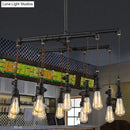 GobekUsa Rustic Black Iron Industrial Pipe LED Island Chandelier for Restaurants