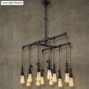 GobekUsa Rustic Black Iron Industrial Pipe LED Island Chandelier for Restaurants