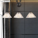 GobekUsa Adjustable Pulley Industrial Cone Pendant with Prismatic Glass - Black, 2/3-Light Island Lamp