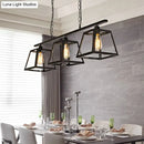 GobekUsa Black Pyramid Island Light: Industrial Metal 3-Bulb Hanging Lamp with Glass Panel - Kitchen Fixture