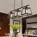 GobekUsa Black Pyramid Island Light: Industrial Metal 3-Bulb Hanging Lamp with Glass Panel - Kitchen Fixture